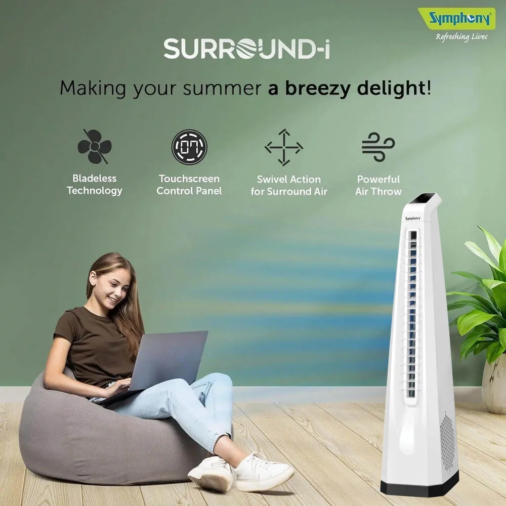 Surround-i Bladeless Tower Fan with Remote Control White