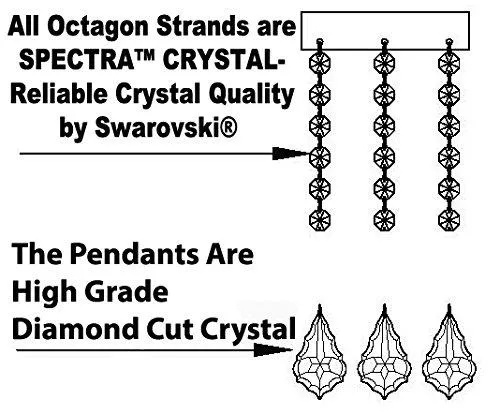 Swarovski Crystal Trimmed Chandelier Lighting Chandeliers H41" X W46" Great for the Foyer, Entry Way, Living Room, Family Room and More w/White Shades - A83-B62/WHITESHADES/52/2MT/24 1SW