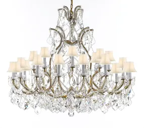 Swarovski Crystal Trimmed Chandelier Lighting Chandeliers H41" X W46" Great for the Foyer, Entry Way, Living Room, Family Room and More w/White Shades - A83-B62/WHITESHADES/52/2MT/24 1SW