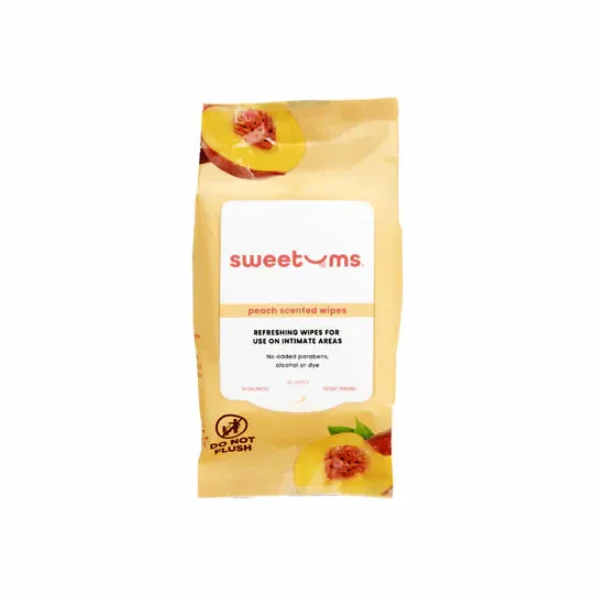 Sweetums Intimate Wipes Peach Scent (Unflavored) 30-Pack.