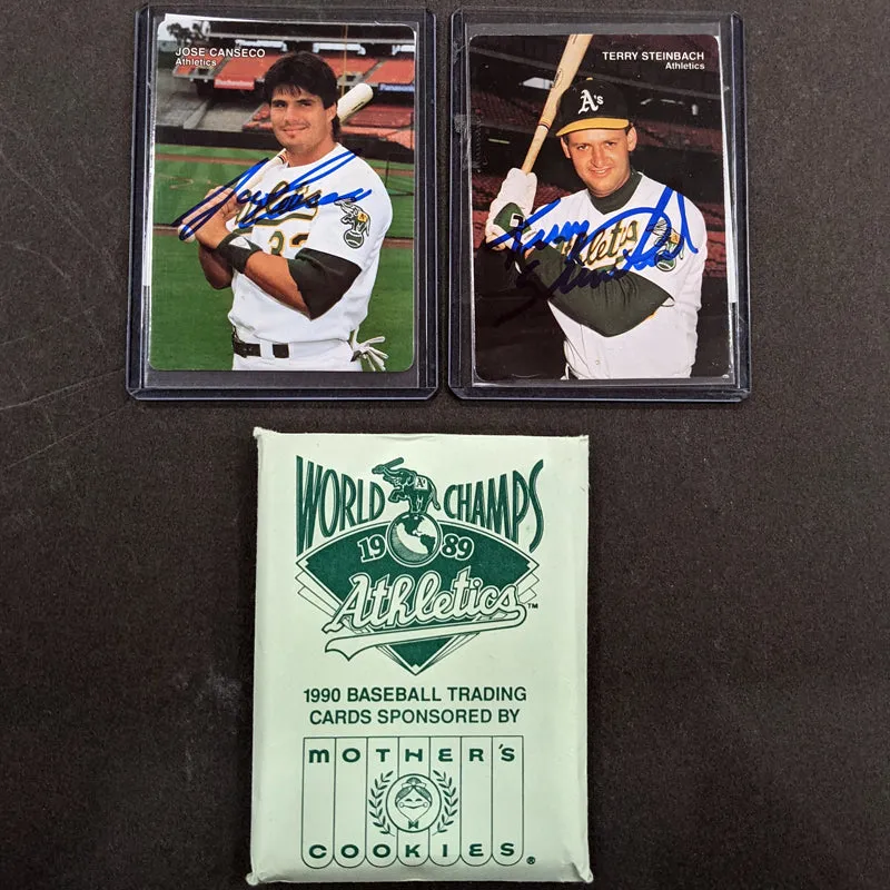 Terry Steinbach & Jose Canseco Autographed Complete Oakland A's Mother's Cookies Team Set (Various Years to Choose From)