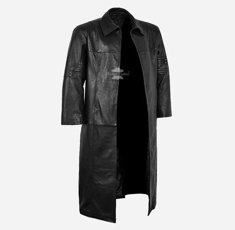 The Dark Tower Leather Long Coat Roland Deschain Black Overcoat