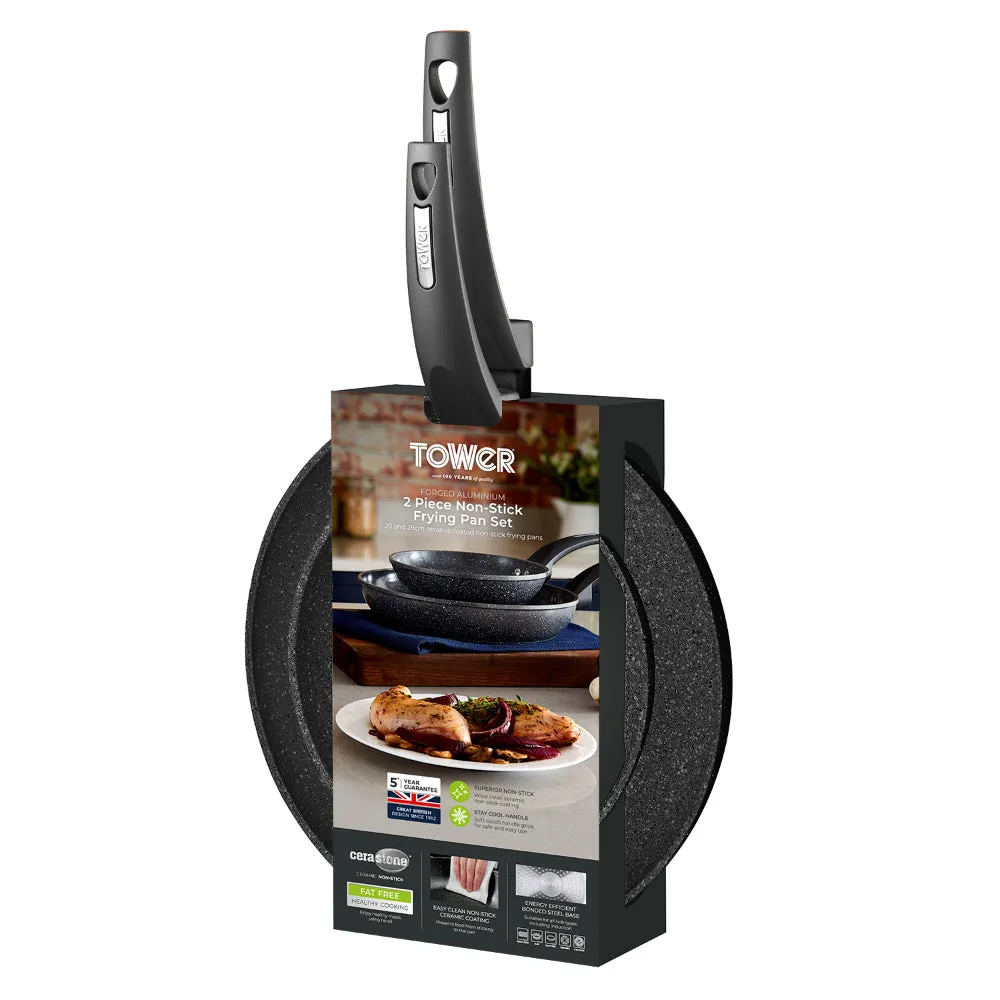 Tower Cerastone 2 Piece Frying Pan Set  - Graphite