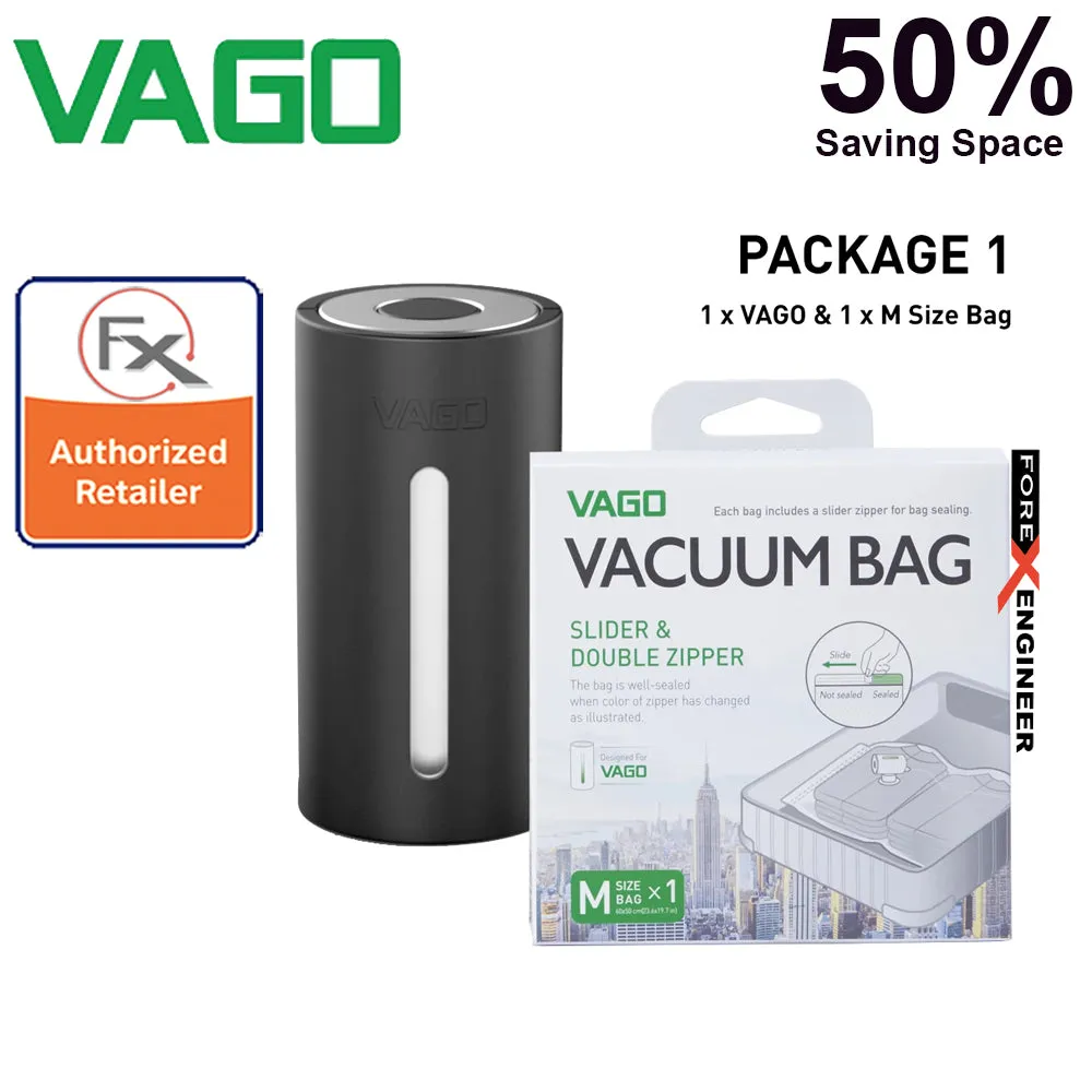 Vago Travel Portable Compressor Vacuum Bag ( FREE 1pcs Vago Vacuum Bag M size )  - Black