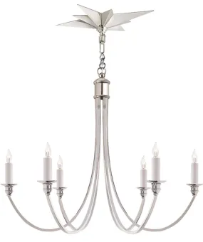 Venetian 6-Light Chandelier with Star Canopy, Polished Nickel