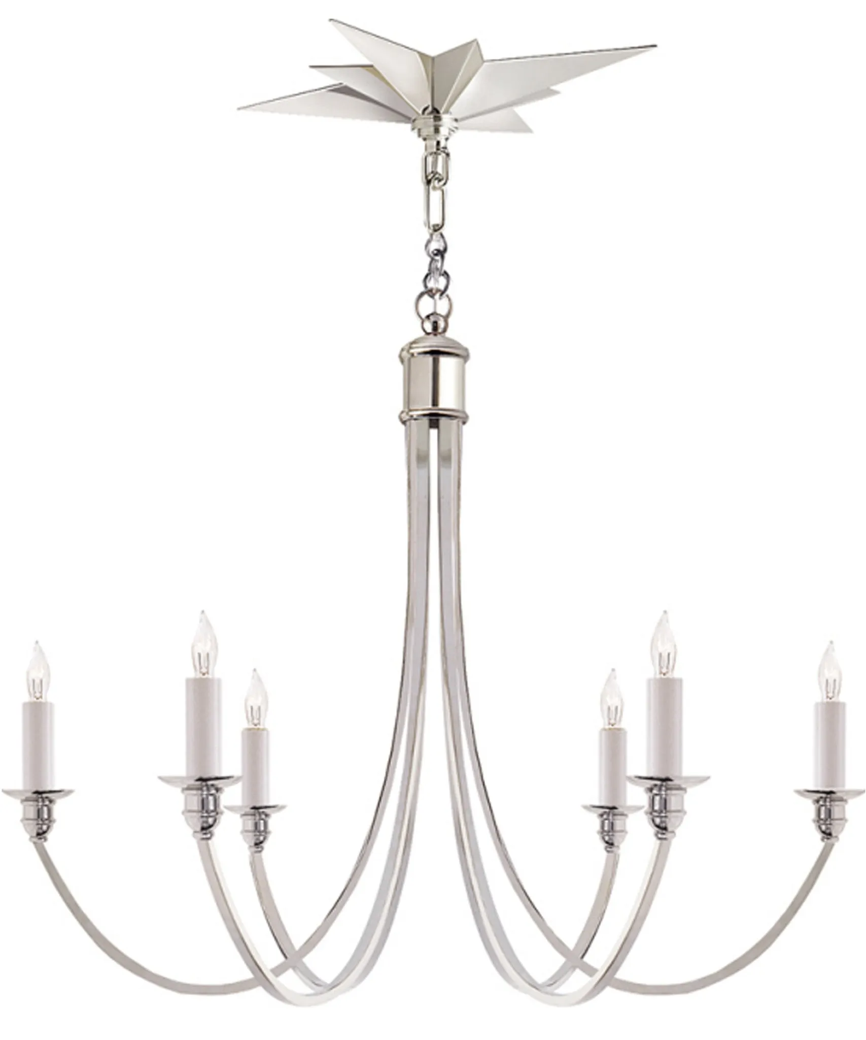 Venetian 6-Light Chandelier with Star Canopy, Polished Nickel