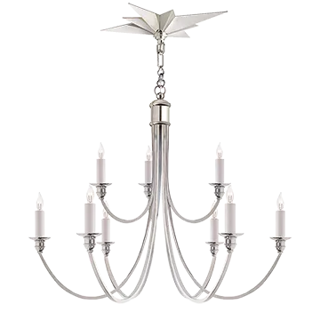 VENETIAN TWO TIER CHANDELIER, POLISHED NICKEL