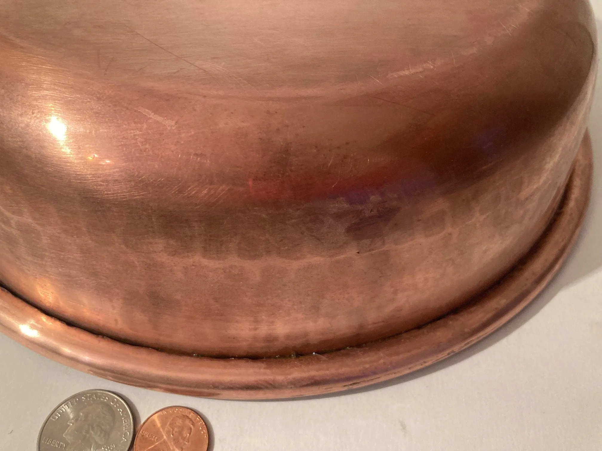 Vintage Copper and Brass Frying Pan, 19 1/2" Long and 10 1/2" x 3" Pan Size, Made in Italy, Quality, Heavy Duty, Weighs 3 1/2 Pounds