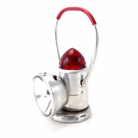 Vintage VolKano Flashlight / Lantern with Warning Blinker in Silver, Dual-Bulb (c.1950s)