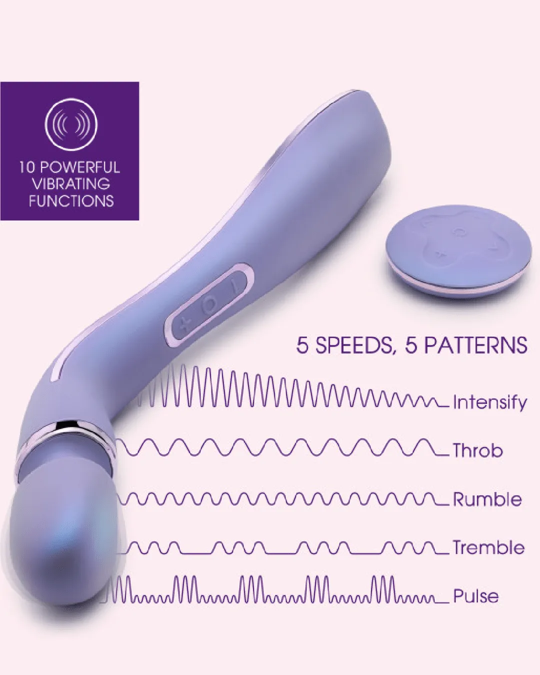 Wellness Eternal Slim Ergonomic Powerful Remote Control Wand - Lavender