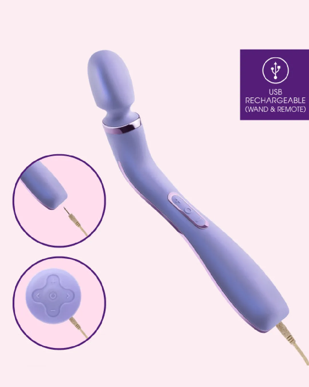 Wellness Eternal Slim Ergonomic Powerful Remote Control Wand - Lavender