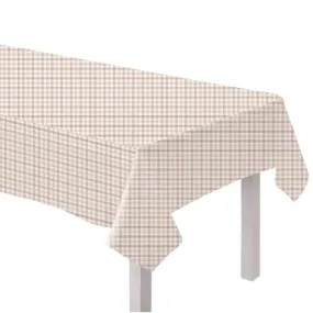 White Sand Gingham Fabric Tablecover