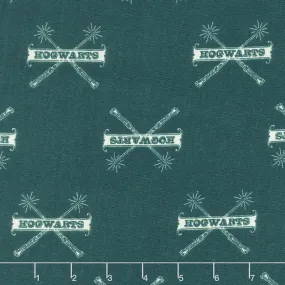 Wizarding World - Harry Potter Hogwarts & Wands in Teal Yardage