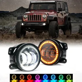 Xprite 4 Inch RGB LED Halo Fog Jeep Gladiator JT (20-22) Escapade Series