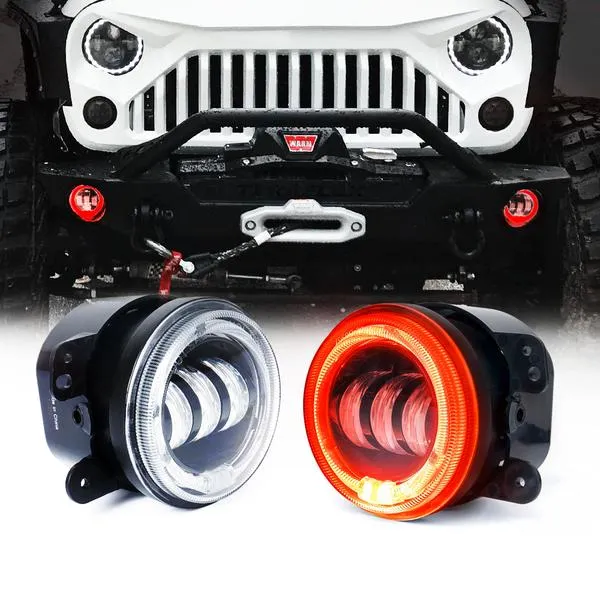 Xprite 4" CREE LED Fog Lights Jeep Grand Cherokee (11-13) Dodge Journey (09-13) w/Halo Ring DRL - Blue Green Red White Amber