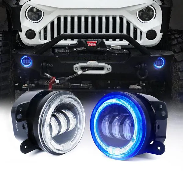 Xprite 4" CREE LED Fog Lights Jeep Grand Cherokee (11-13) Dodge Journey (09-13) w/Halo Ring DRL - Blue Green Red White Amber