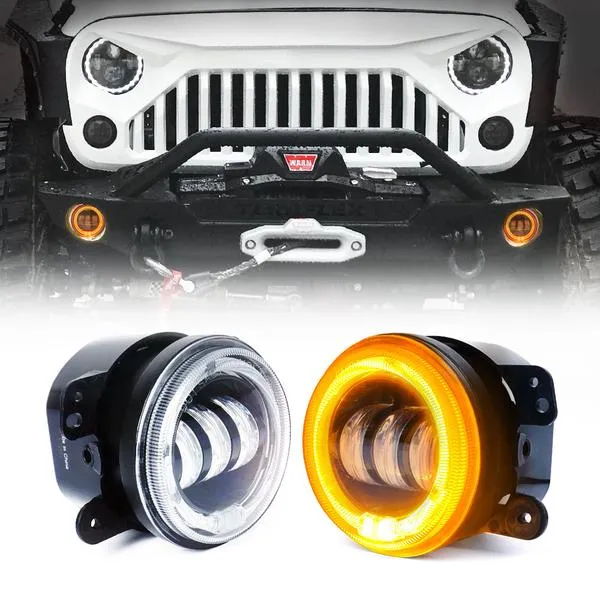 Xprite 4" CREE LED Fog Lights Jeep Grand Cherokee (11-13) Dodge Journey (09-13) w/Halo Ring DRL - Blue Green Red White Amber