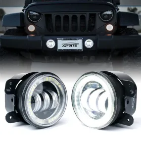 Xprite 4" CREE LED Fog Lights Jeep Grand Cherokee (11-13) Dodge Journey (09-13) w/Halo Ring DRL - Blue Green Red White Amber