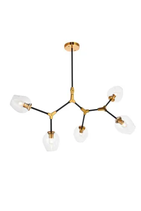 ZC121-1712D42LAB - Urban Classic: Cavoli 5 light in Light Antique Brass and Flat Black Pendant